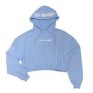 Call Her Daddy I Am Unwell Blue Cropped Hoodie